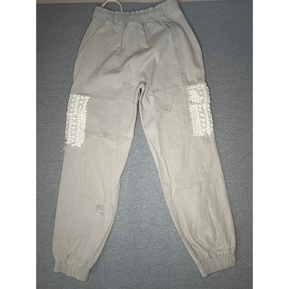 POL Clothing‎ Women Beige Crochet Lace Pocket Cargo Joggers Distressed SMP494 S - Picture 4 of 8